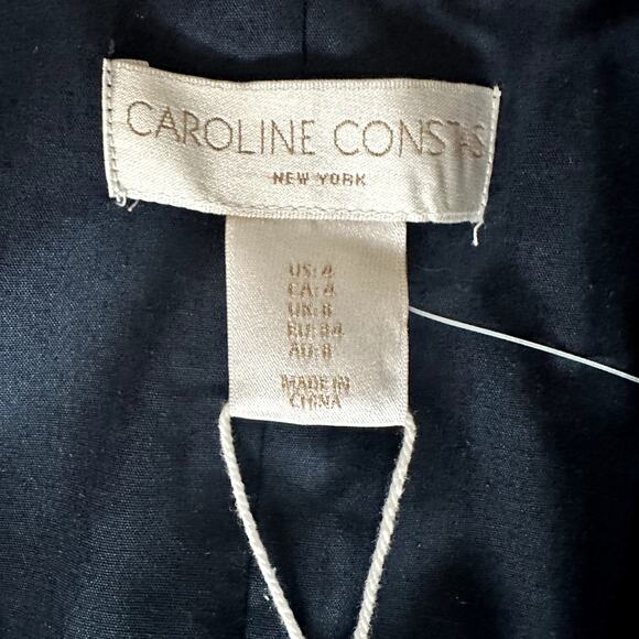 NWT Caroline Constas Gabriella  Preppy Linen Blue, White Polka Dot Dress, Size 4 - Picture 5 of 11